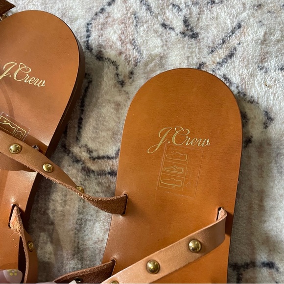 J. Crew Gianna Double Corps Brown Leather Strappy Studded Sandals in SIZE 10 - Picture 3 of 10